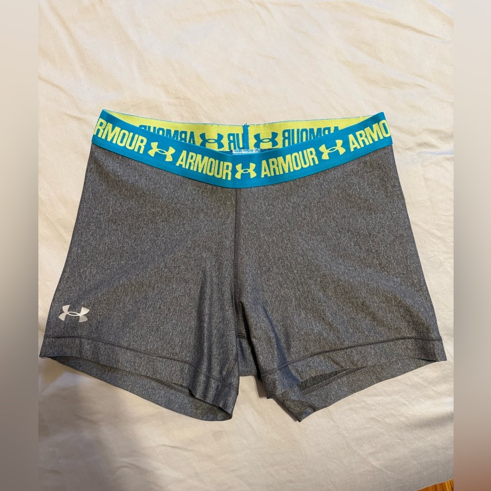 Under Armour Women's Gray and Yellow Athletic Shorts